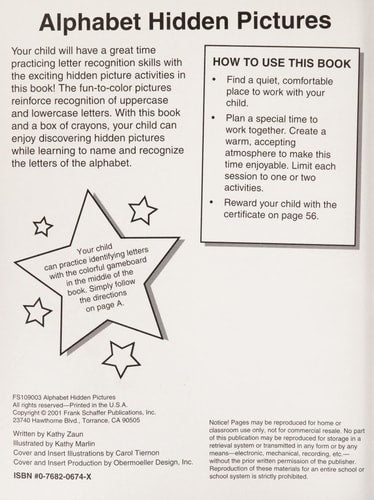 Alphabet Hidden Pictures Homework Helper, Grades PreK to 1