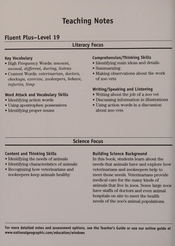Windows on Literacy Fluent Plus (Science: Science Inquiry): Zoo Vet