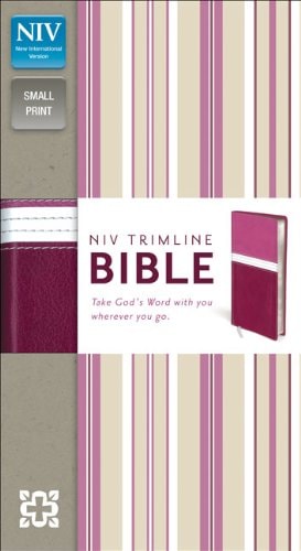 NIV, Trimline Bible, Imitation Leather, Pink/Burgundy, Red Letter Edition