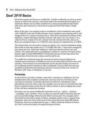 Excel 2010 For Dummies Quick Reference