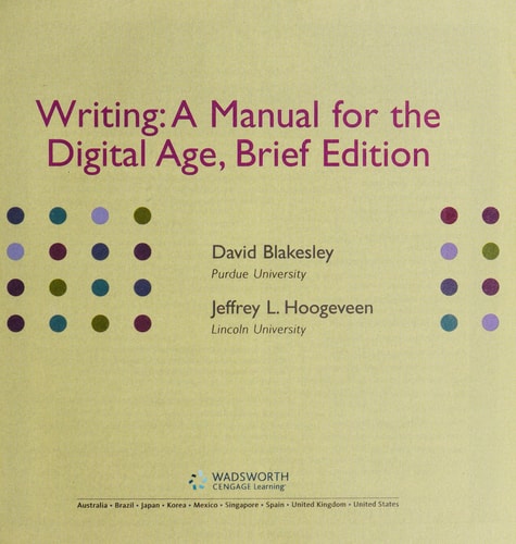 Writing: A Manual for the DigitalAge, Brief, 2009 MLA Update Edition (2009 MLA Update Editions)