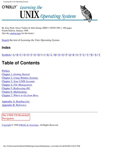 Learning the UNIX Operating System (In a Nutshell)