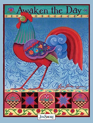 Awaken the Day Lined Journal (Quiet Fox Designs) Americana Cover Art by Jim Shore, Inspiring Quotes Throughout, and Over 100 Pages of Extra-Thick Paper in a Hardcover Diary with Red Placeholder Ribbon