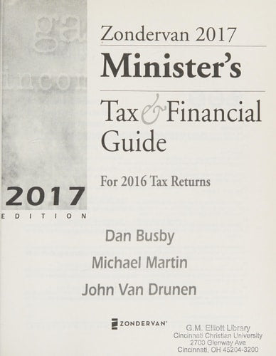 Zondervan 2017 Minister's Tax and Financial Guide: For 2016 Tax Returns