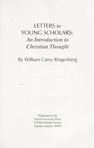 Letters to Young Scholars: an Introduction to Christian Thought