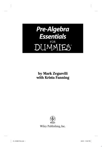 Pre-Algebra Essentials For Dummies