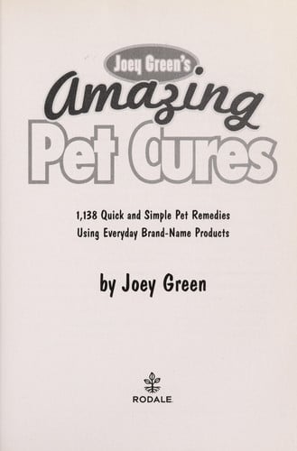 Joey Green's Amazing Pet Cures
