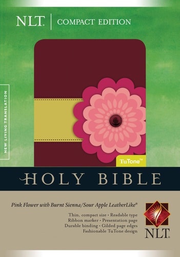 Compact Edition Bible NLT, TuTone (LeatherLike, Pink Flower w/Burnt Sienna/Sour Apple)