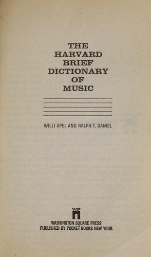The Harvard Brief Dictionary of Music