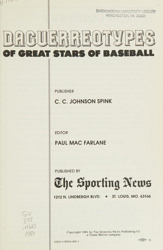 Daguerreotypes of Great Stars of Baseball