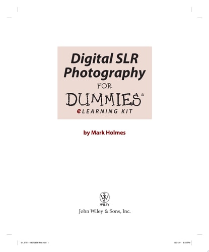 Digital SLR Photography eLearning Kit For Dummies