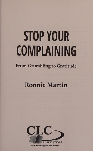 Stop Your Complaining