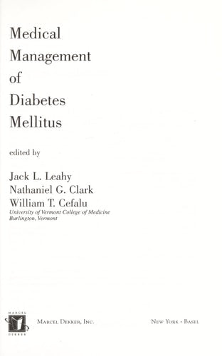 Medical Management of Diabetes Mellitus (Clinical Guides to Medical Management)
