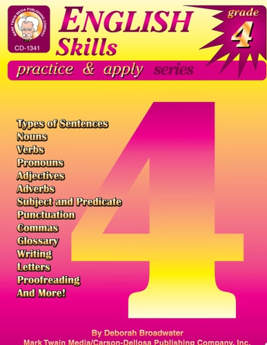 Mark Twain English 4th Grade Workbook, Sentence Building Skills, Parts of Speech, Grammar, Writing Practice, and More Language Arts, ELA Classroom or Homeschool Curriculum (Practice & Apply)