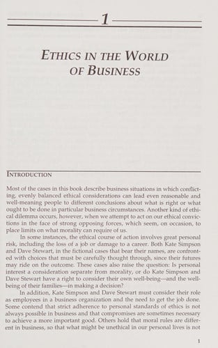 Cases in Ethics and the Conduct of Business