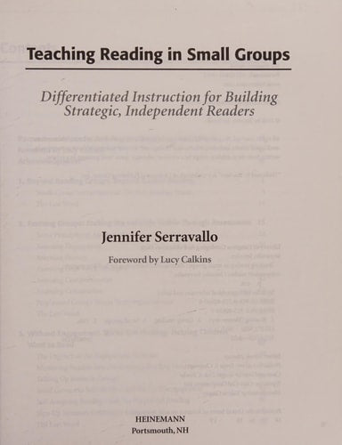 Teaching Reading in Small Groups: Differentiated Instruction for Building Strategic, Independent Readers