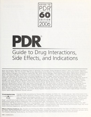 Physicians Desk Reference 2006: Guide to Drug Interactions, Side Effects, and Indications