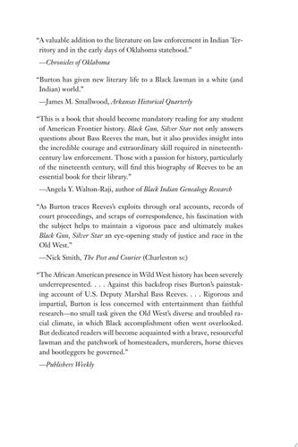 Black Gun, Silver Star The Life and Legend of Frontier Marshal Bass Reeves