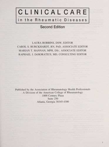 Clinical Care in the Rheumatic Diseases - 2nd Edition