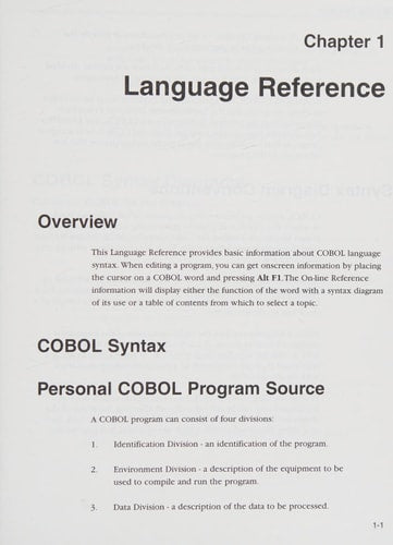 Micro Focus Cobol Reference Manual