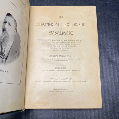 Champion Text-Book On Embalming - Eliab Myers MD - Fifth Edition - 1908