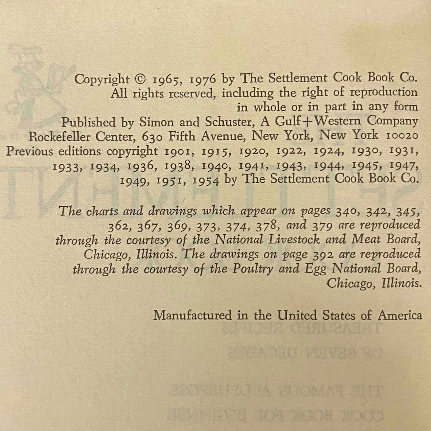 The Settlement Cook Book - Simon and Schuster - Third Edition - Revised - 1976