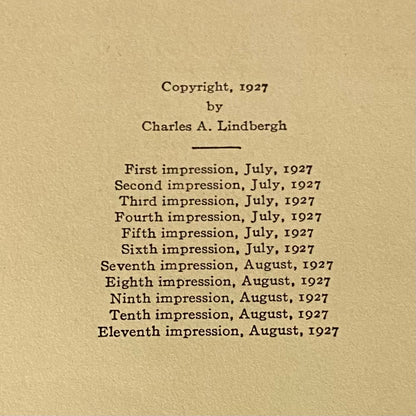 "We" - Charles A. Lindbergh - Eleventh Print - 1927