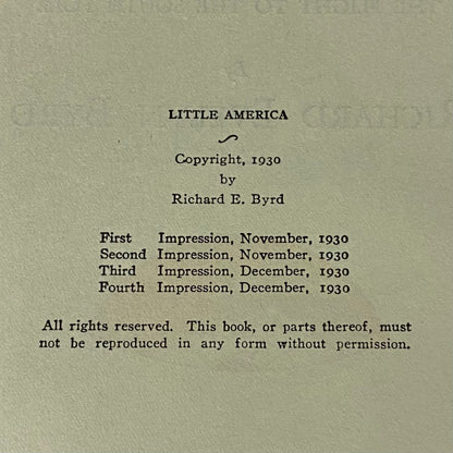 Little America - Richard Evelyn Byrd - Signed by Author - Fourth Print - 1930