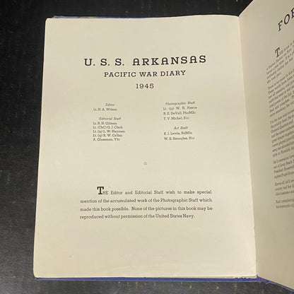 U.S.S. Arkansas Pacific War Diary - Lieutenant H.A. Wilson - 1945