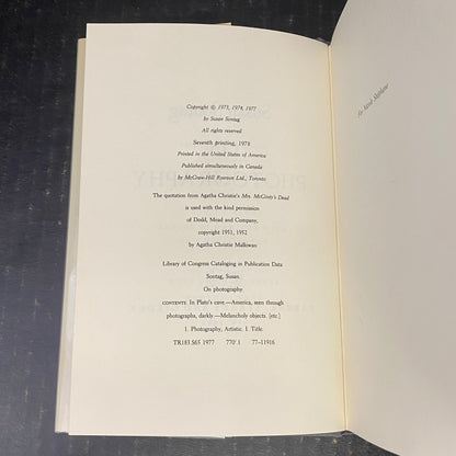 On Photography - Susan Sontag - 7th Edition - 1978