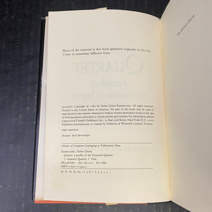 Quartet - Helen Drees Ruttencutter - Signed by Author - First Edition - 1980