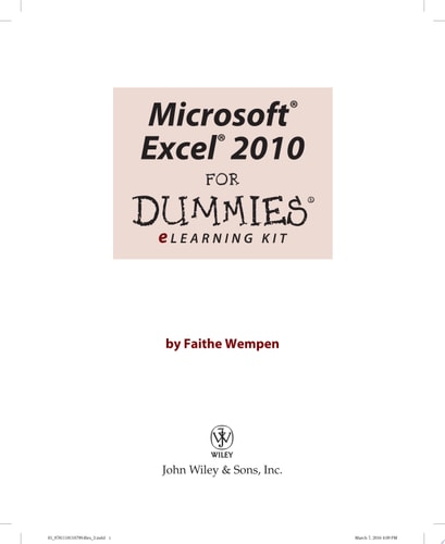 Excel 2010 eLearning Kit For Dummies