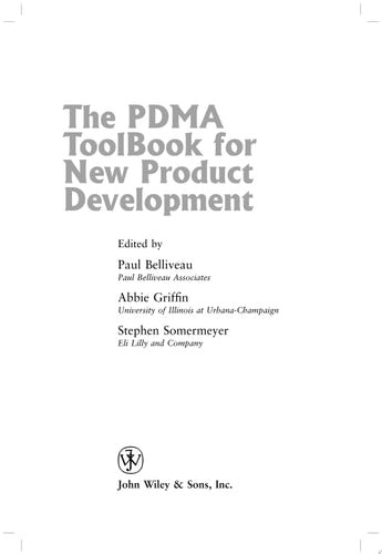 The PDMA ToolBook 1 for New Product Development