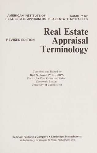 Real Estate Appraisal Terminology