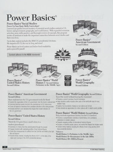 Power Basics World History I Teacher's Guide