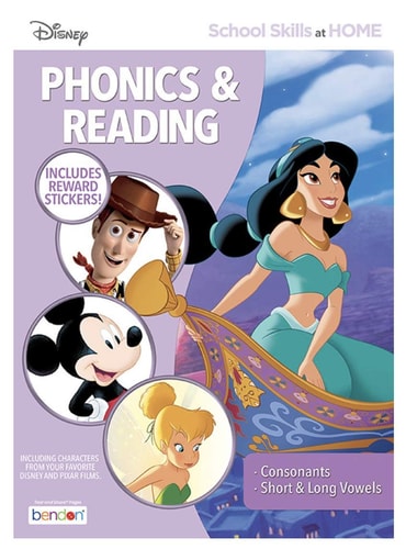 Disney School Skills at Home Phonics And Reading Workbook, Consonants, Short & Long Vowels