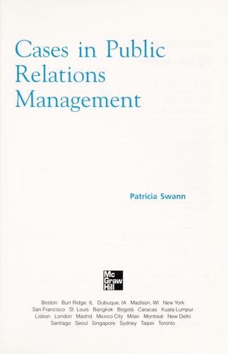 Cases in Public Relations Management