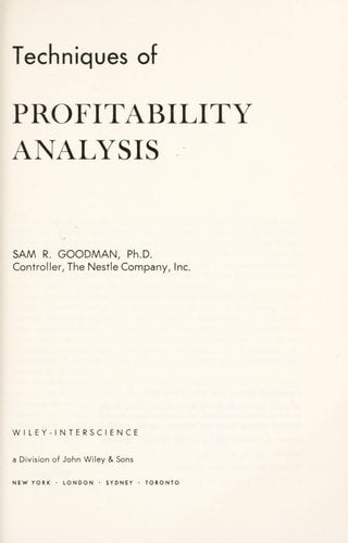 Techniques of profitability analysis