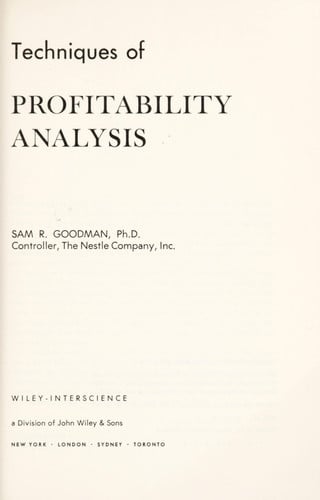 Techniques of profitability analysis