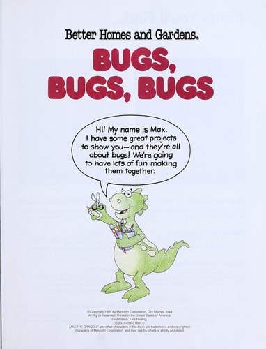 Better Homes and Gardens Bugs, Bugs, Bugs (Fun-to-do Project Books)