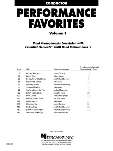 Performance Favorites, Vol. 1 - Conductor: Correlates with Book 2 of Essential Elements for Band (Essential Elements 2000 Band)