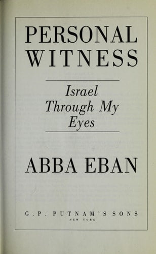 Personal Witness: Israel through My Eyes