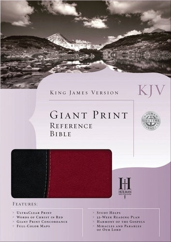KJV Giant Print Reference Bible, Black/Burgundy Simulated Leather