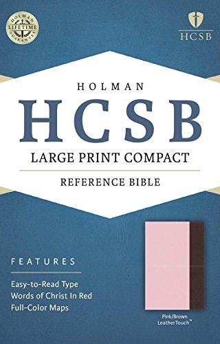 HCSB Large Print Compact Bible, Pink/Brown LeatherTouch