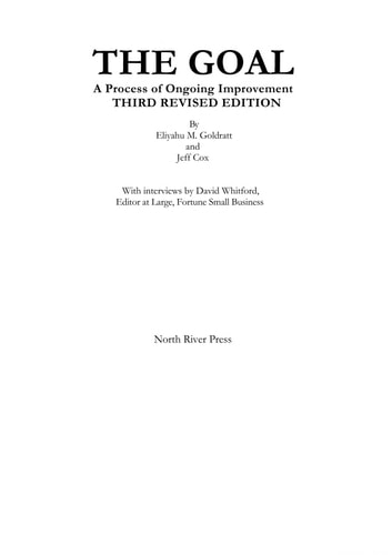 The Goal 3th (third) edition Text Only