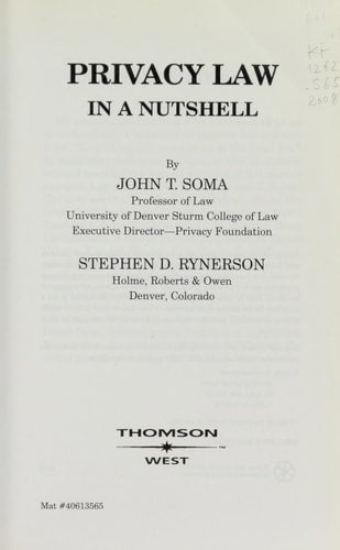 Privacy Law in a Nutshell