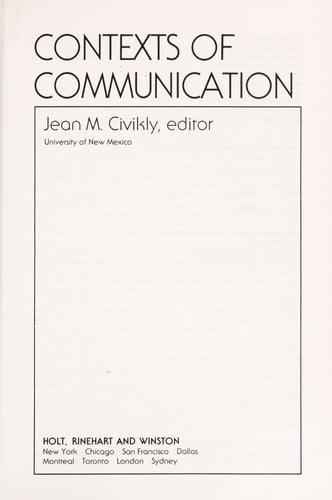 Contexts of Communication