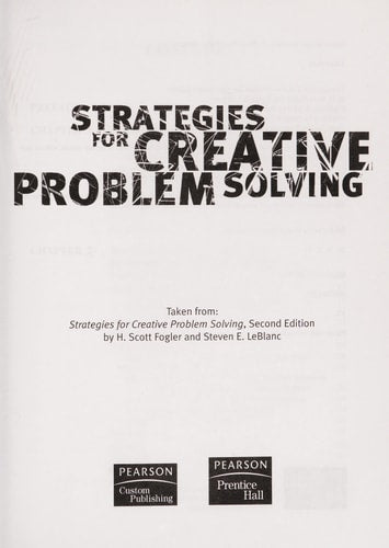 Streatgies For Creative Problem Solving Second Edition Custom Edition