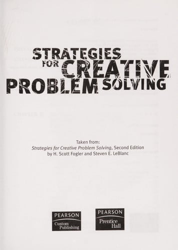 Streatgies For Creative Problem Solving Second Edition Custom Edition