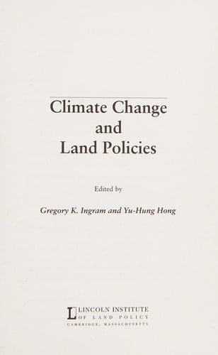 Climate Change and Land Policies (Land Policy Series)